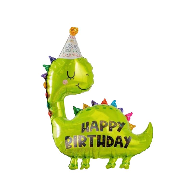 Dino With Party Hat Shape Birthday Foil Balloon